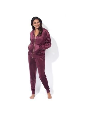 NWT Felina Velvet Zip-Front Lounge Set - Maroon